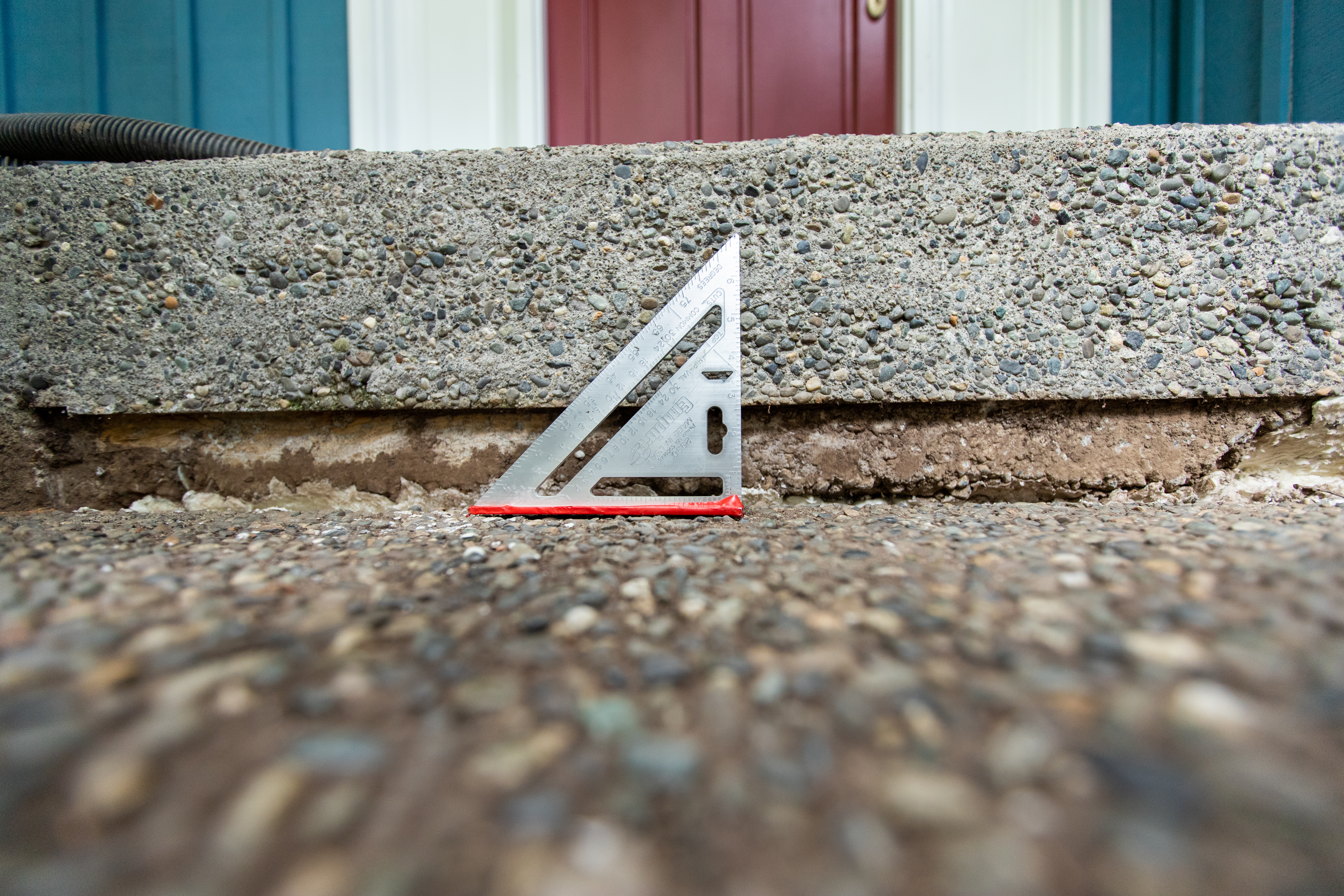 Curb and slab gap before and after correction pair